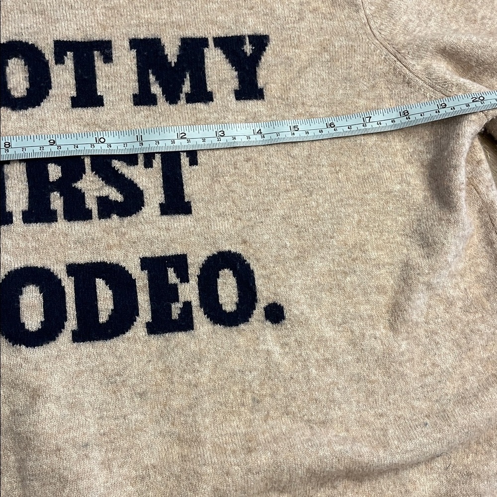Jumper Not My First Rodeo Size 3 Women's Beige Sweater with Navy Text - Picture 11 of 11